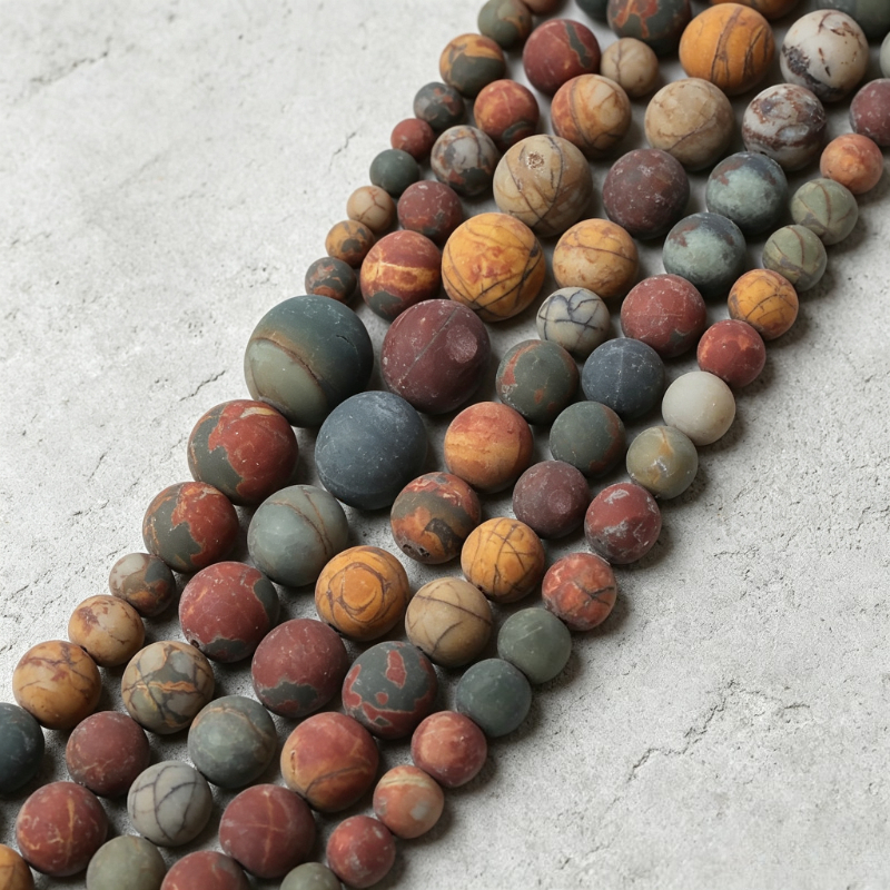 Natural Picasso Jasper Matte Round Stone Beads for DIY Jewelry